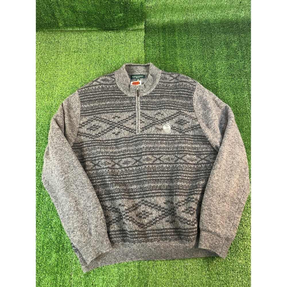 Fairway & Greene Pebble Beach Italian Merino Wool Lined Quarter Zip Sweater XXL